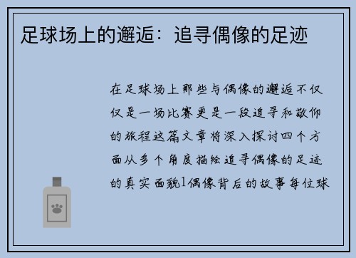 足球场上的邂逅：追寻偶像的足迹