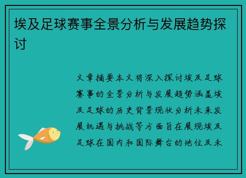 埃及足球赛事全景分析与发展趋势探讨