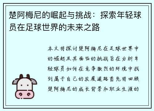 楚阿梅尼的崛起与挑战：探索年轻球员在足球世界的未来之路